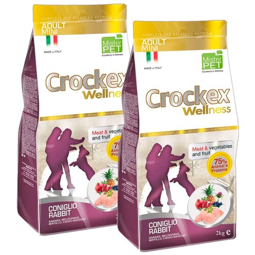 CROCKEX WELLNESS DOG ADULT MINI RABBIT & RICE для взрослых собак маленьких пород с кроликом и рисом (2 + 2 кг)