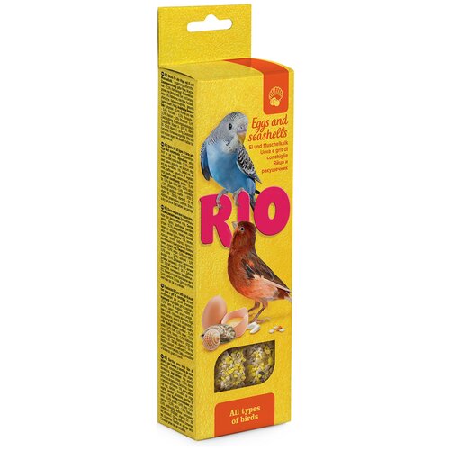 лакомство rio sticks для всех видов птиц с яйцом и ракушечником 80 Лакомство RIO Палочки для всех видов птиц с яйцом и ракушечником (2 шт. по 40 г), 80 г