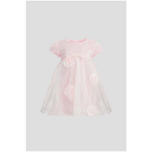фото Платье-боди choupette, хлопок, нарядное, застежка под подгузник, размер 68, розовый