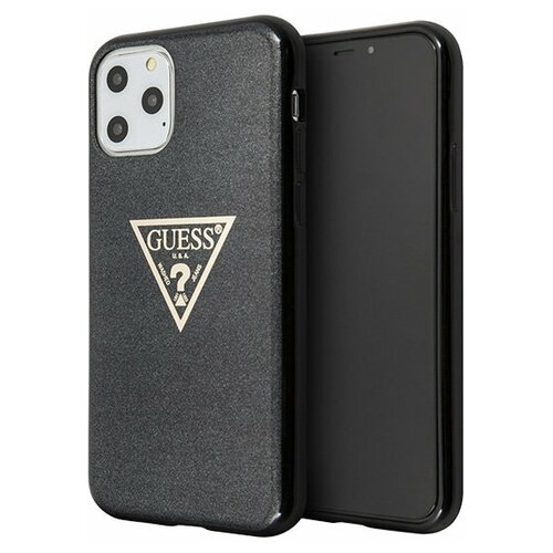 Чехол Guess Triangle logo Hard Glitter для iPhone 11 Pro Max, черный