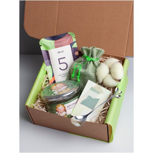 Подарочный набор Спасибо зеленый/ Сладкий подарок / Приятный сюрприз учителю, тренеру, женщине, мужчине / универсальный набор / чай / мед / шоколад