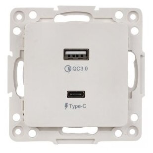 EKF PROxima Стокгольм Белый Розетка с 2 USB type A+C