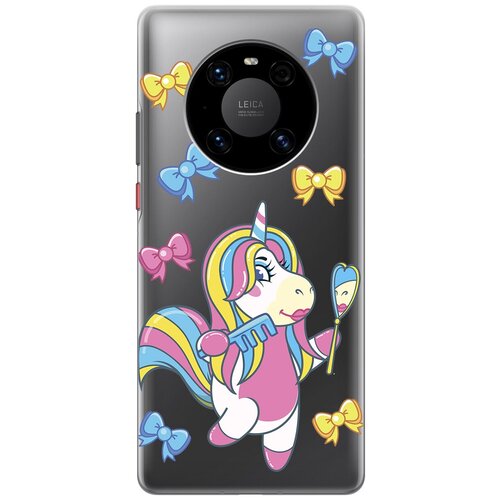 Силиконовый чехол с принтом Lady Unicorn для Huawei Mate 40 Pro / Хуавей Мейт 40 Про силиконовый чехол на huawei mate 40 pro акварель для хуавей мейт 40 про