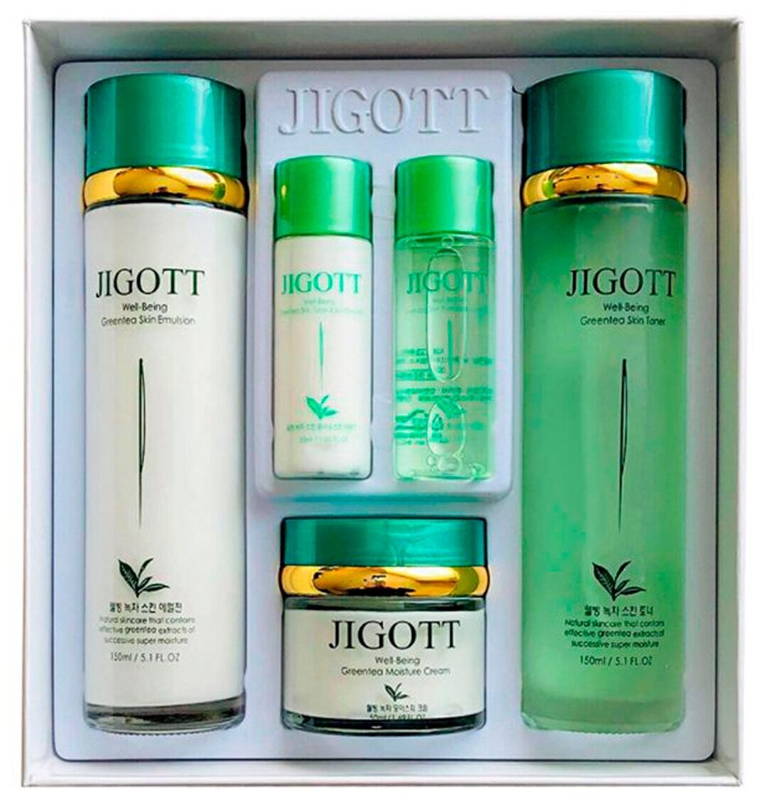 Набор для лица с экстрактом зеленого чая Jigott Well-Being Green Tea Skin Care 3Set