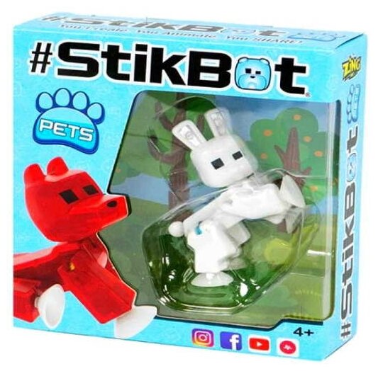Игрушка Stikbot фигурка питомца, в ассортиментете 6 видов: заяц, петух, обез, лош, корова, панда