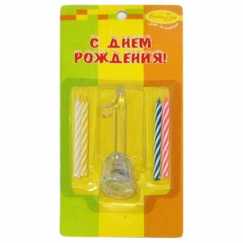 Набор свечей 4 шт с мигающим держателем 7 см Цифра 1
