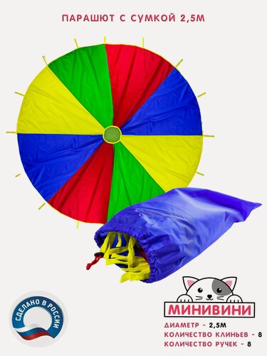 Изображение товара Парашют (2,5м) с сумкой для спортивных игр минивини