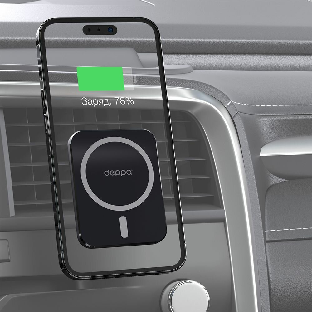 Магнитный держатель для телефона автомобильный, черный, магнитный Sky, Deppa 55202-OZ / Без заводской упаковки