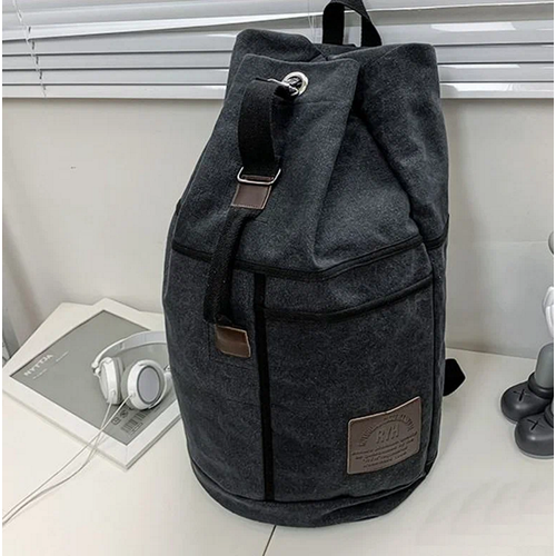 Спортивный баул-мешок торба 30L черный рюкзак брезентовый, клапан на карабине