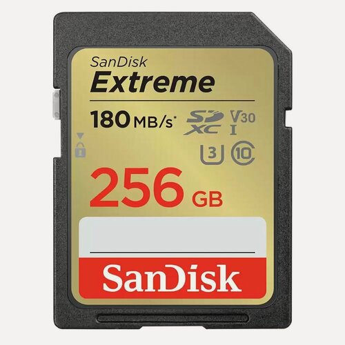 Изображение товара Карта памяти SanDisk Extreme, SDXC, 256 ГБ, V30, UHS-I, Class 3 (U3), Class 10 (SDSDXVV-256G-GNCIN)