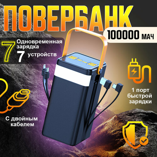 Повербанк FAFY 100000 мАч с беспроводной зарядкой 120 Вт 4 USB-порта фонарик 386000₽
