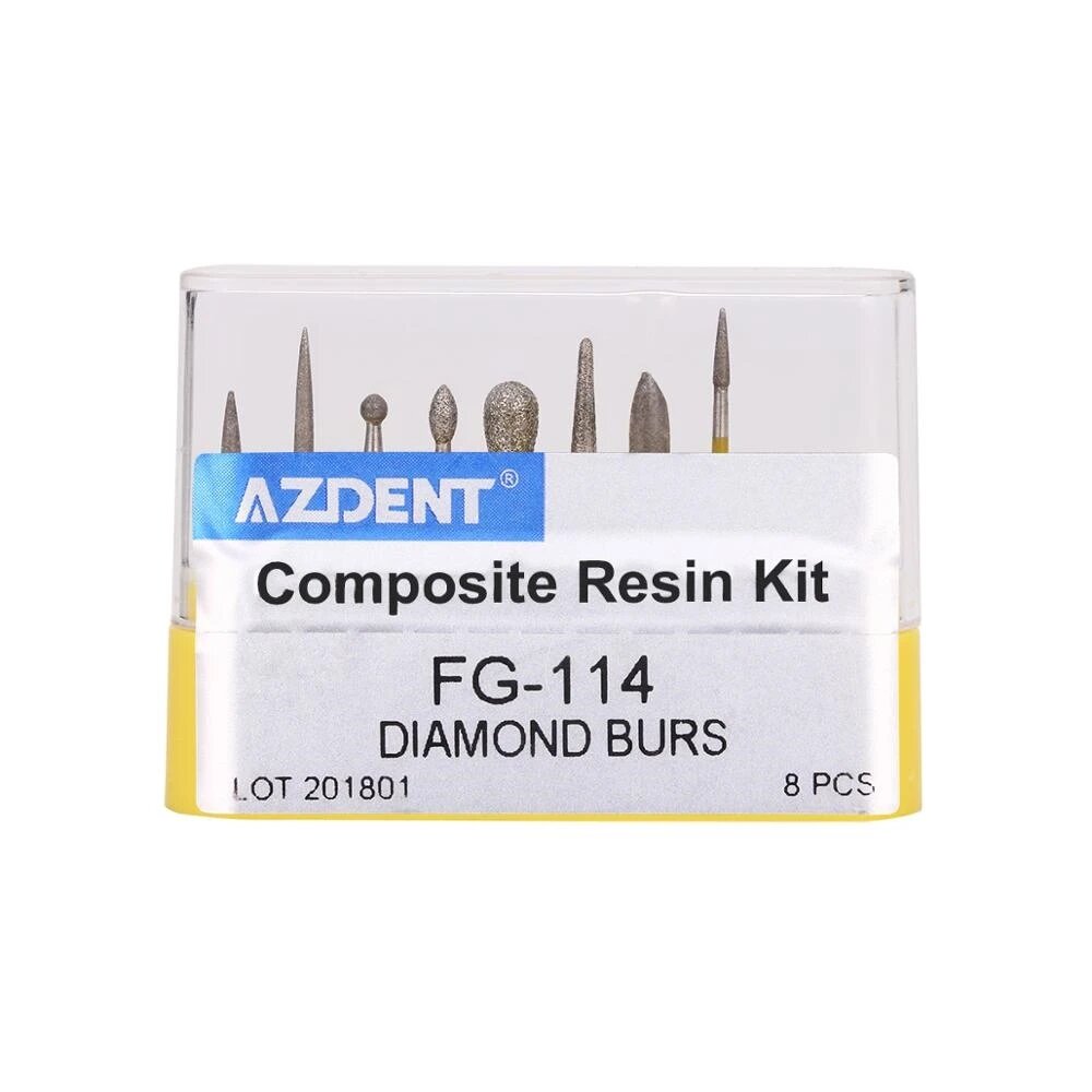 Стоматологические алмазные боры AZDENT FG, набор, 8PCS FG-114