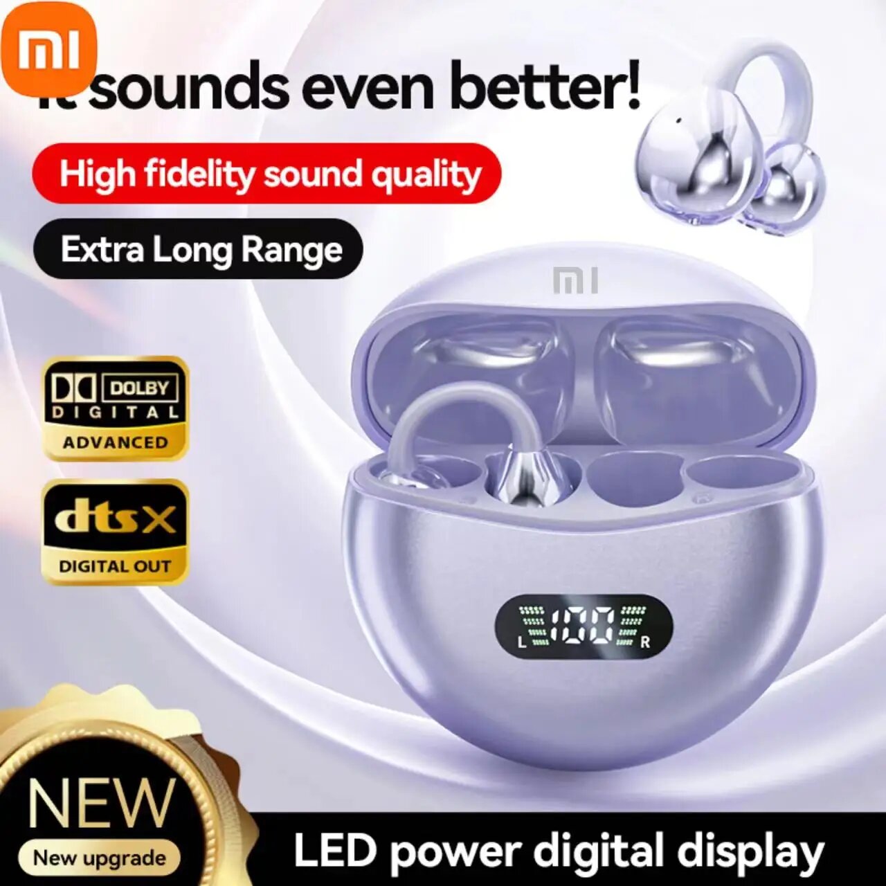 Xiaomi Bluetooth Earphones Clip-On, Purple 1pcs — фото 1