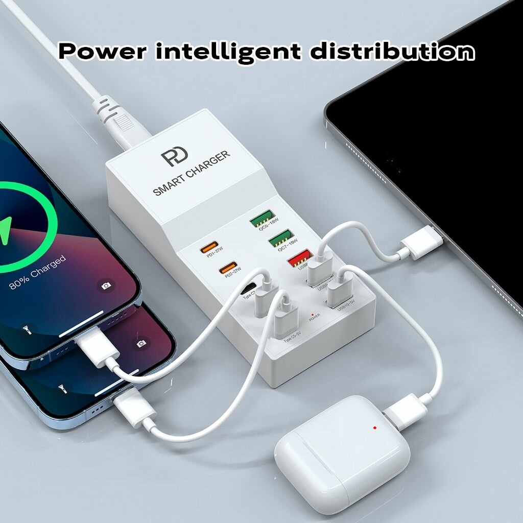 Портативная зарядная станция USB C на 10 портов