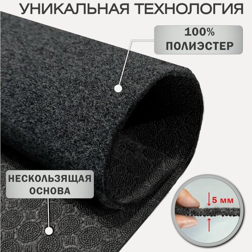 Изображение товара Коврик вырезной придверный icarpet практик антискользящий влаговпитывающий 100х150 см серый ковер для прихожей в коридор