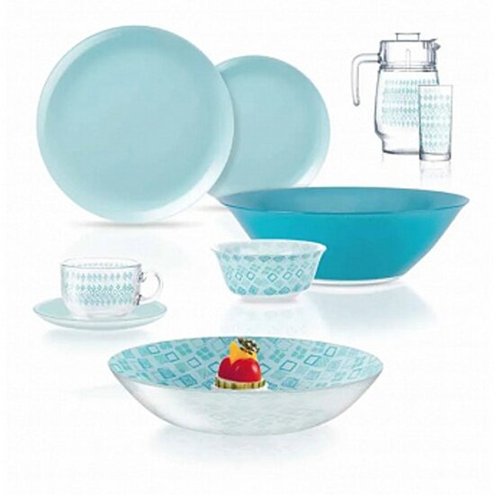 Столовый набор Luminarc SIMPLY FANTASIA TURQUOISE 44 предмета (V2713)