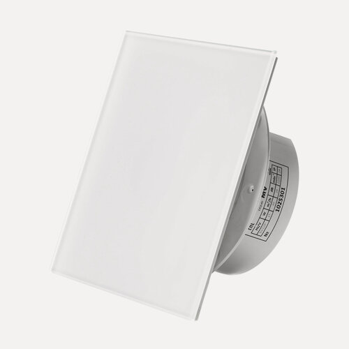 Изображение товара Вытяжной тонкий вентилятор SlimVent МV 100, стекло квадрат белый глянцевый