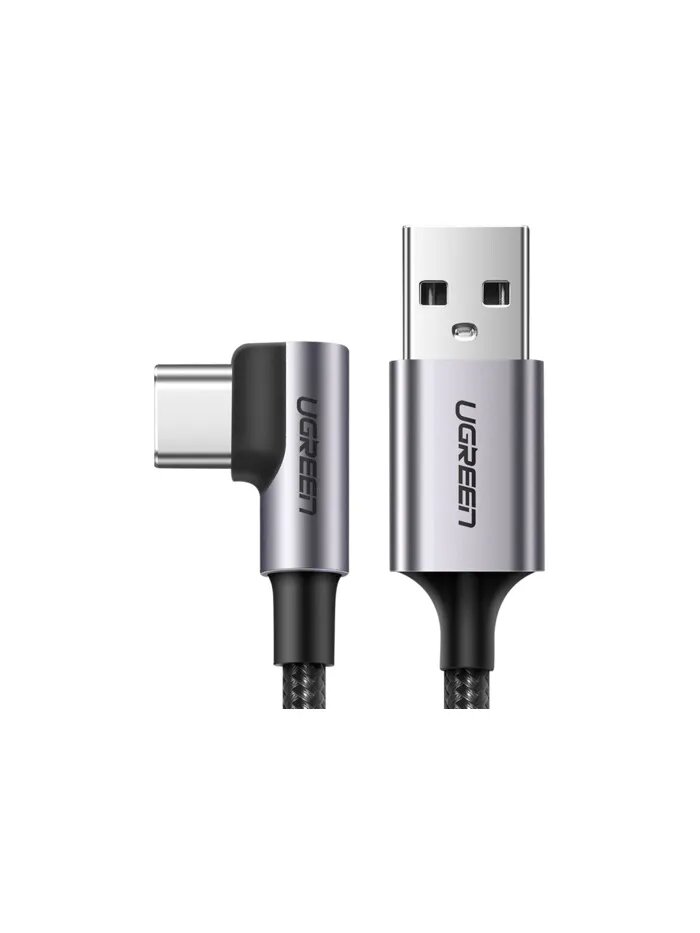 Кабель UGREEN US284 50942_ USB-C Male/USB2.0 A Male 3A Data, угловой, 2м, space gray