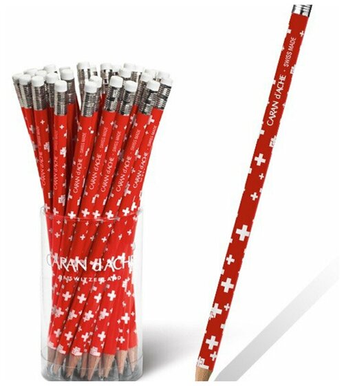 Набор карандашей графитовых Carandache Swiss Flag, HB, с ластиком, 2.1мм, 36 штук, пластиковый стакан 36 штук