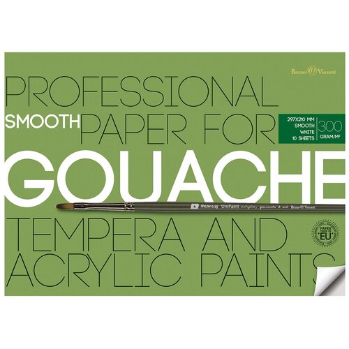 Бумага BrunoVisconti, для акрила, гуаши и темперы, А4 (297х210 мм), 10 л,1 вид, Арт. 4-120