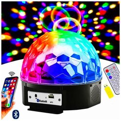 Диско шар LED magic Ball Музыкальный с пультом блютуз и флешкой / Дискошар проектор / Диско-шар лампа светомузыка / Luoweite