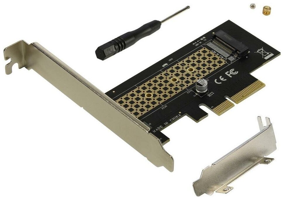 ORIENT C300E Переходник PCI-E 4x->M.2 M-key NVMe SSD тип 2230/2242/2260/2280 планки крепления в комплекте (31100)