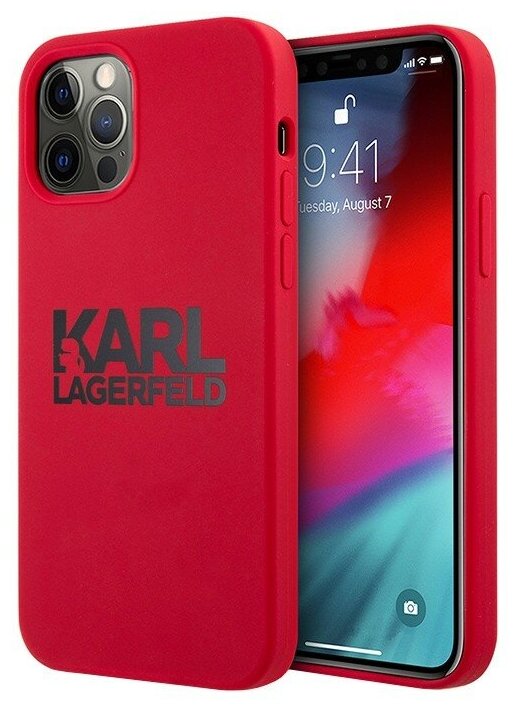 Lagerfeld для iPhone 12/12 Pro (6.1) чехол Liquid silicone stack logo Hard Red, шт