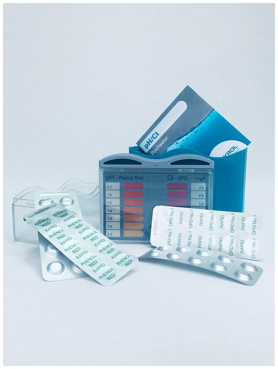 Пултестер BAYROL Cl/ pH тестер для бассейна (40 таблеток для тестов в комплекте) - фотография № 7