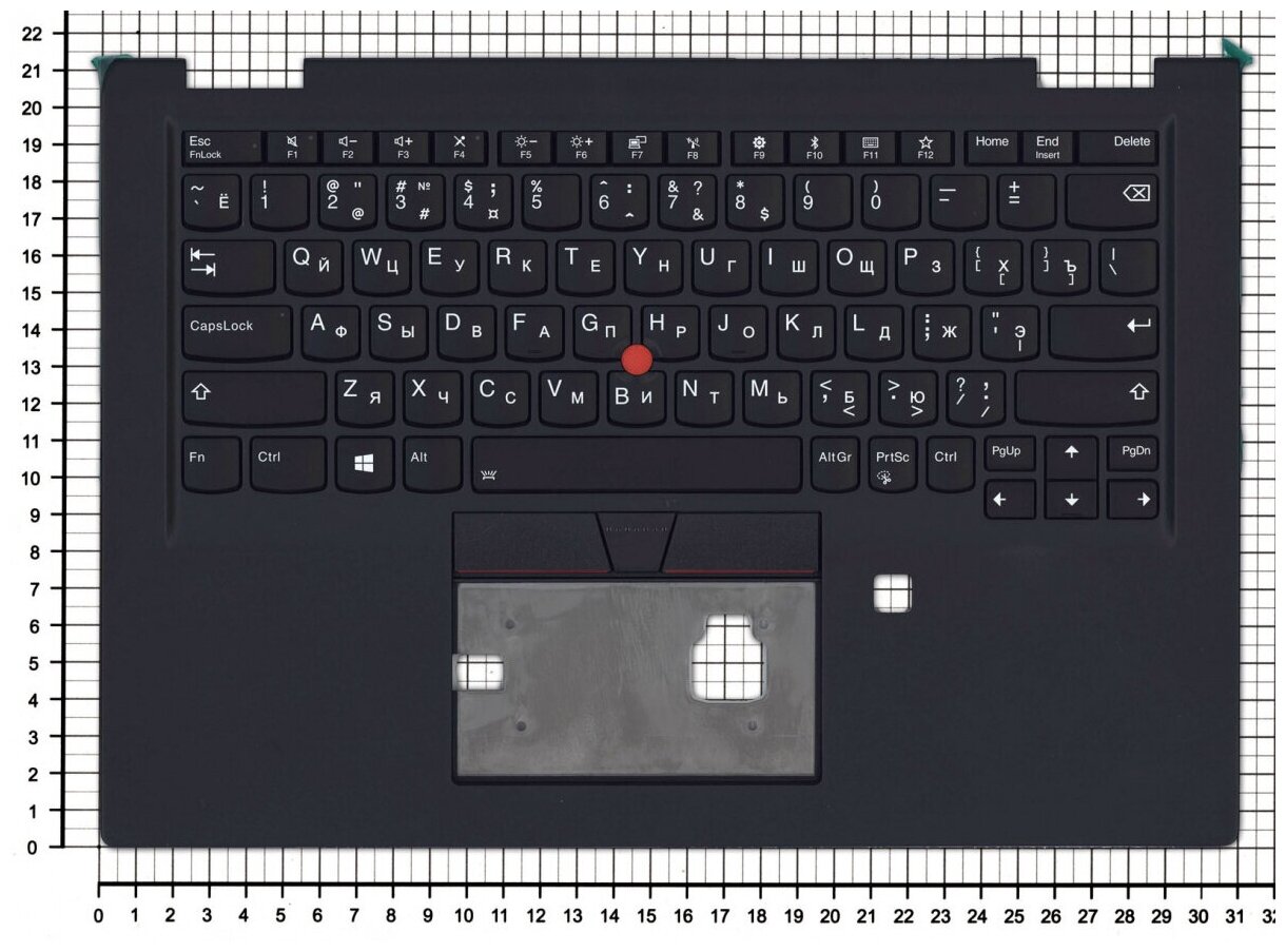 Клавиатура для ноутбука Lenovo 02HL532 черная с черный топкейсом и подсветкой