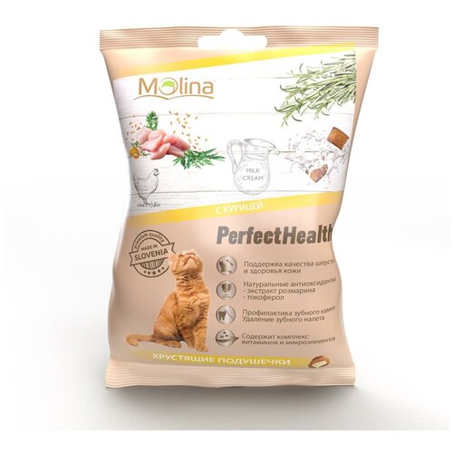 Лакомства Molina хрустящие подушечки для кошек с курицей 18 шт х 50 г