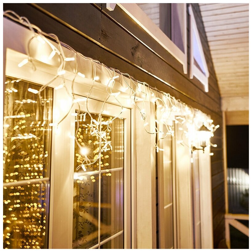 Гирлянда электрогирлянда новогодняя светодиодная уличная 128 LED Neon-Night Бахрома-айсикл 4х0.6м каучук, теплое белое свечение