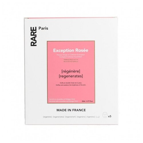 Восстанавливающая тканевая маска для лица Exception Rosée RARE Paris, 23 мл (упаковка 5шт) маски для лица rare paris восстанавливающая тканевая маска exception rosée