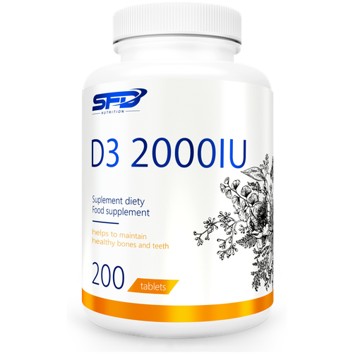 Витамин Д3 / SFD Vitamin D3 2000, 200 таблеток (500мг) / Для костей, зубов, суставов, лица / Препарат для женщин и мужчин