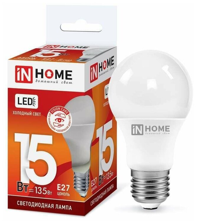 Лампа светодиодная LED-A60-VC 15Вт грушевидная 230В E27 6500К 1430лм IN HOME 4690612020280 - фотография № 2