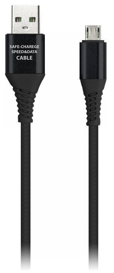 Дата-кабель Smartbuy MicroUSB в рез. оплет. Gear1м. мет. након. 2А черный (iK-12ERGbox black)