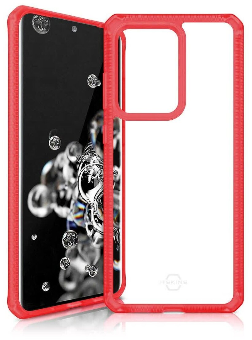 Чехол-накладка ITSKINS HYBRID FROST (MKII) для Samsung Galaxy S20 Ultra прозрачный/красный