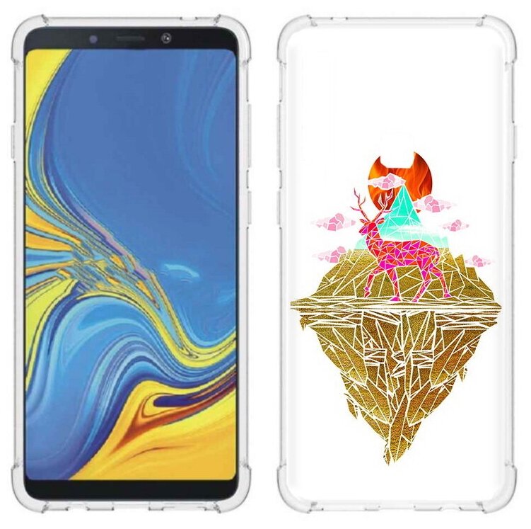 Чехол задняя-панель-накладка-бампер MyPads розовый олень абстракция для Samsung Galaxy A9 (2018) SM-A920F/Samsung Galaxy A9s противоударный