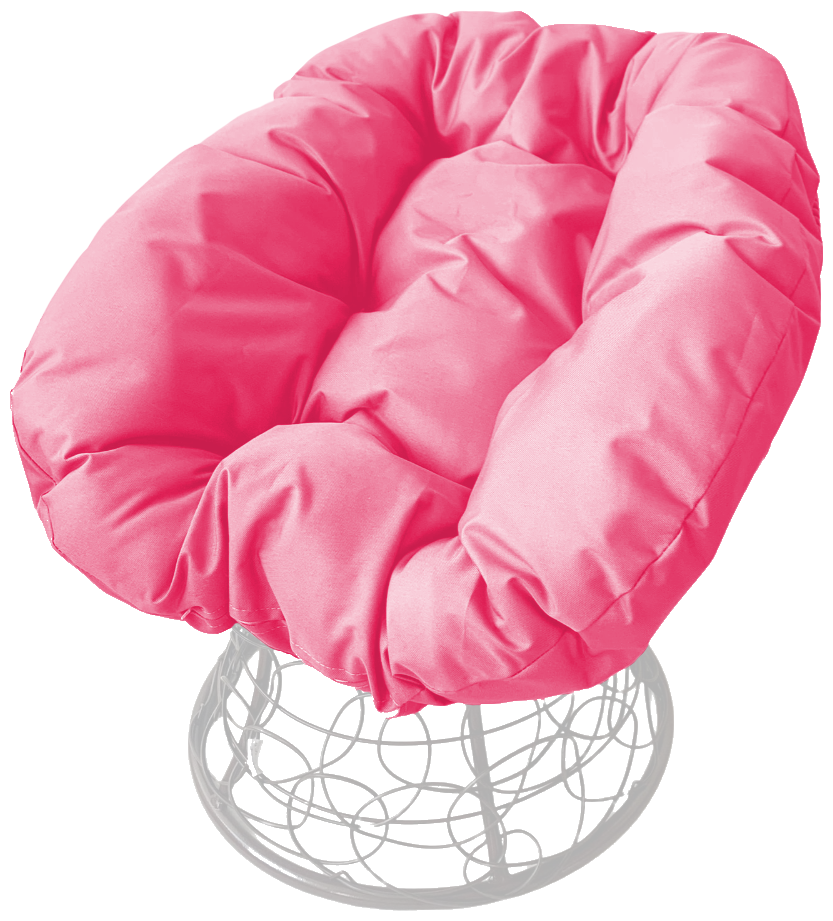 Кресло m-group пончик ротанг белое, розовая подушка - фотография № 1