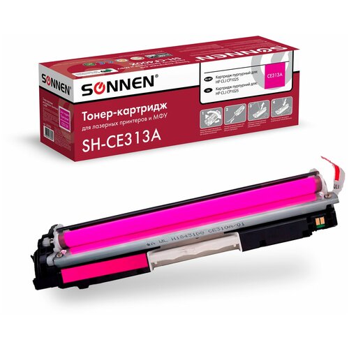 Картридж лазерный SONNEN (SH-CE313A) для HP CLJ CP1025 высшее качество, пурпурный, 1000 страниц, 363965 картридж для лазерных принтеров sonnen sh ce313a для hp clj cp1025 пурпурный 1000 стр 363965