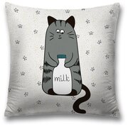 Наволочка декоративная на молнии, чехол на подушку JoyArty "Кот с молоком" 45х45 см