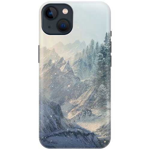Силиконовый чехол на Apple iPhone 13 Mini / Эпл Айфон 13 мини с рисунком Снежные горы и лес силиконовый чехол на apple iphone 13 mini эпл айфон 13 мини с рисунком снежные горы