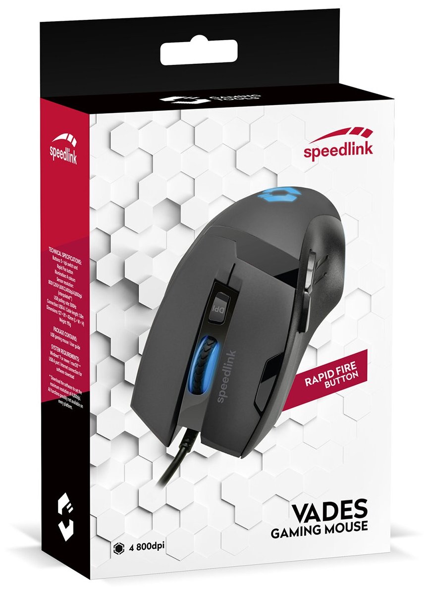 PC Мышь проводная Speedlink Vades Gaming Mouse black-black SL-680014-BKBK