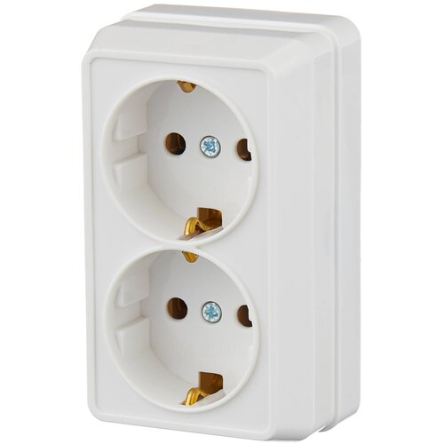 Розетка двойная с заземлением белая 16А 2кл открытой установки 217₽