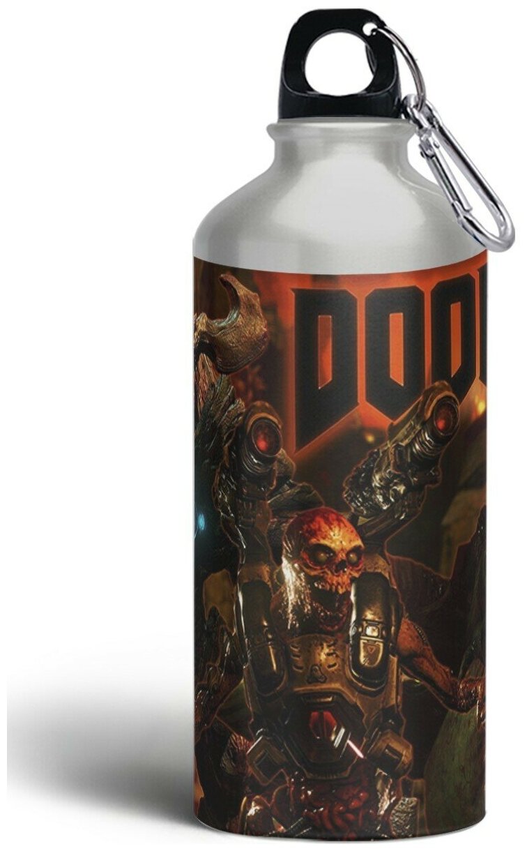 Бутылка спортивная,туристическая фляга, 500мл с карабином Doom