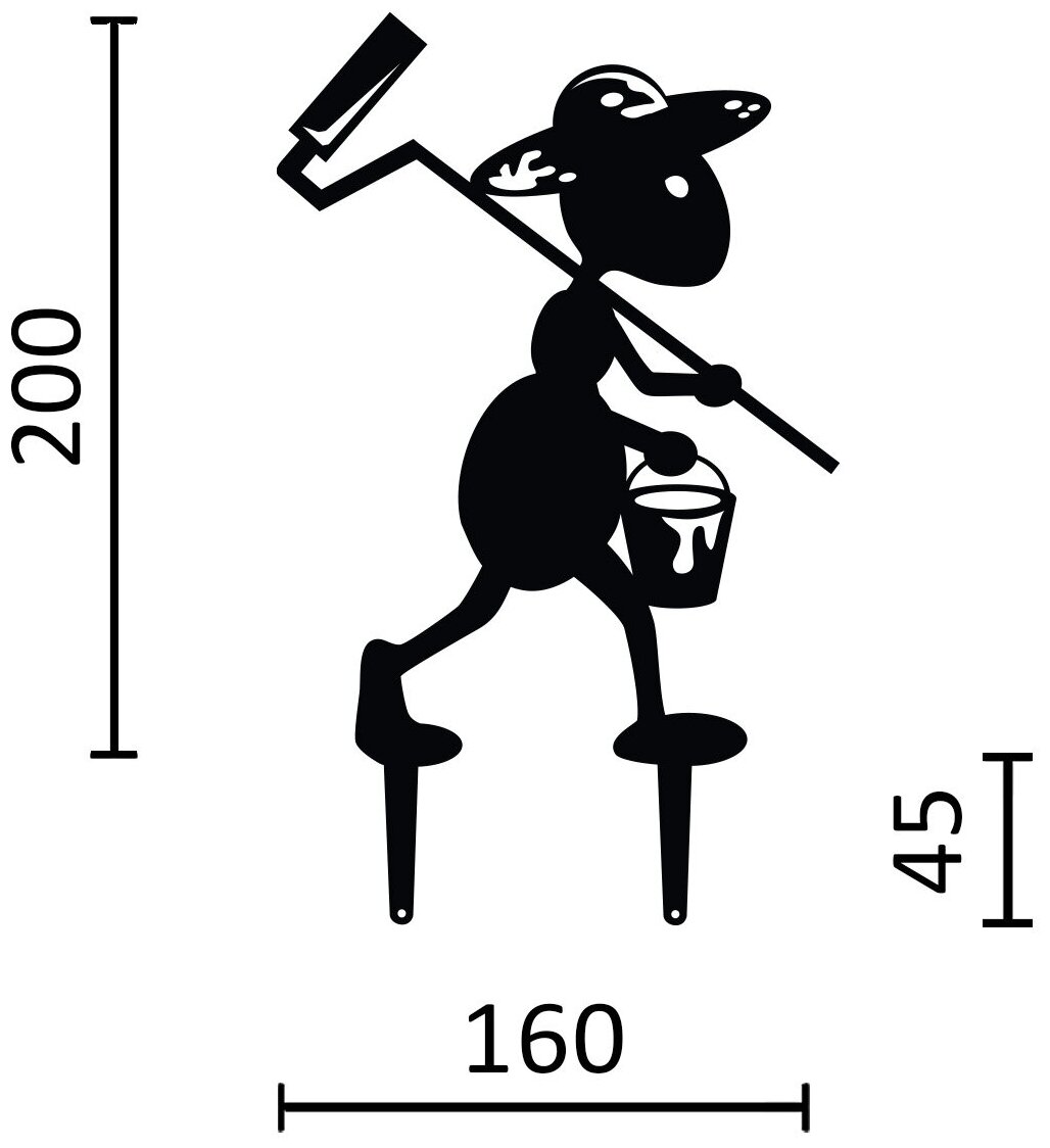 Фигурка садовая металлическая Муравей с валиком 20 см- фигурки для сада - дачный декор - садовая фигура LifeSteel - фотография № 3
