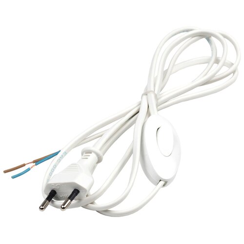Сетевой шнур/кабель 1,8 м с вилкой и выключателем (220 В) Белый