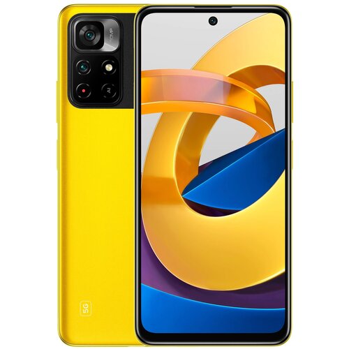 смартфон xiaomi poco m4 5g 4 64gb чёрный 4 гб 64 гб Смартфон Xiaomi POCO M4 Pro 5G 4/64 ГБ RU, Dual nano SIM, желтый POCO