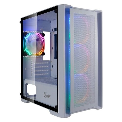 Корпус Powercase Alisio Micro X4W, Tempered Glass, 4х 120mm 5-color fan, белый, mATX (CAMIW-L4)