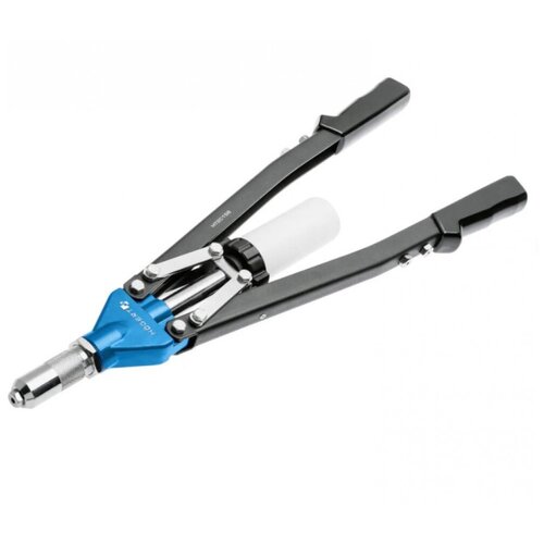 HOEGERT Заклепочник ручной 530 мм, для стальных и алюминиевых заклепок, 5 сменных головок до 6,4 мм