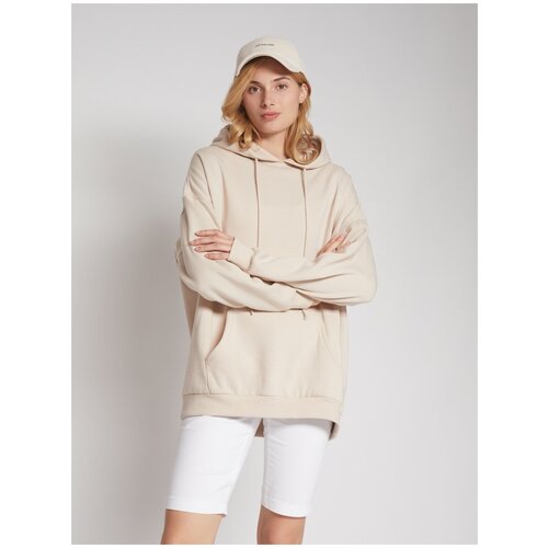 фото Худи оверсайз с принтом на спине, цвет бежевый, размер s zolla